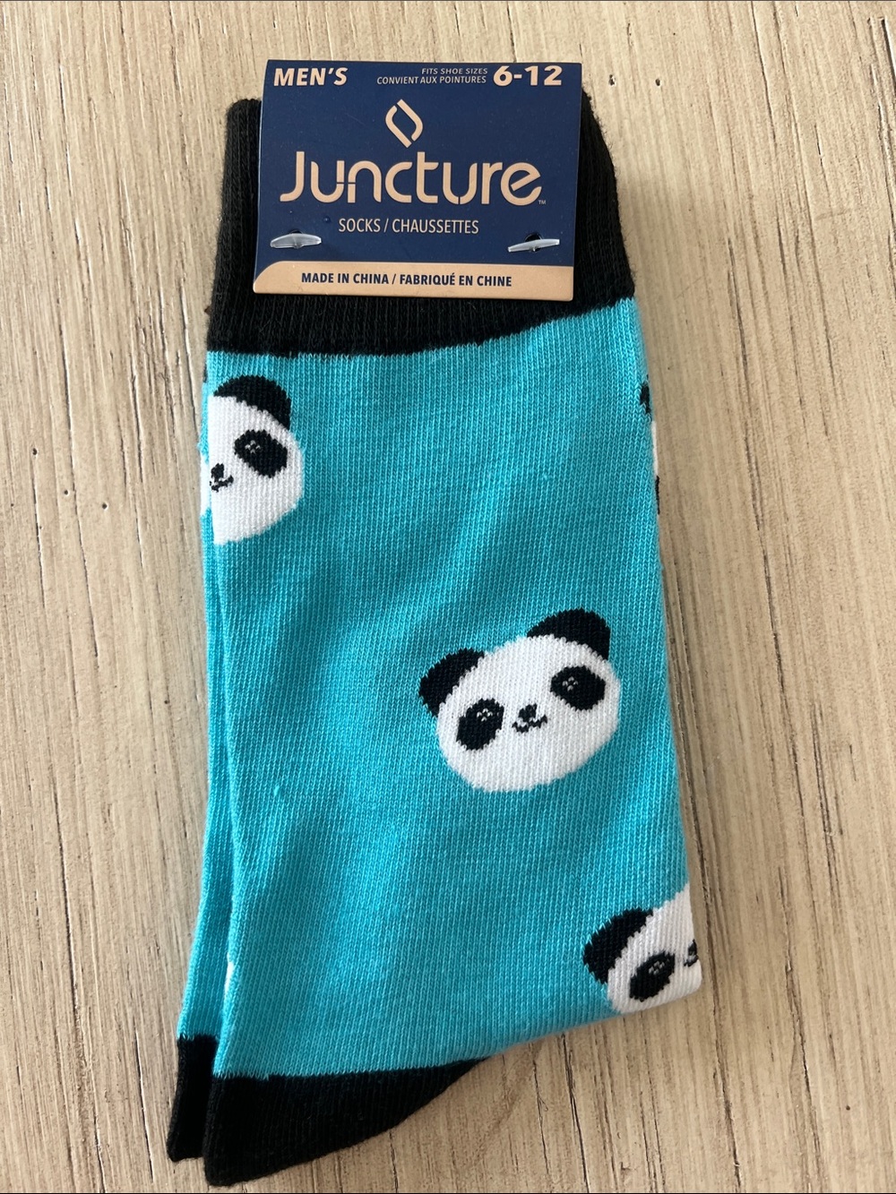 Juncture Men's Turquoise Panda Crew Socks